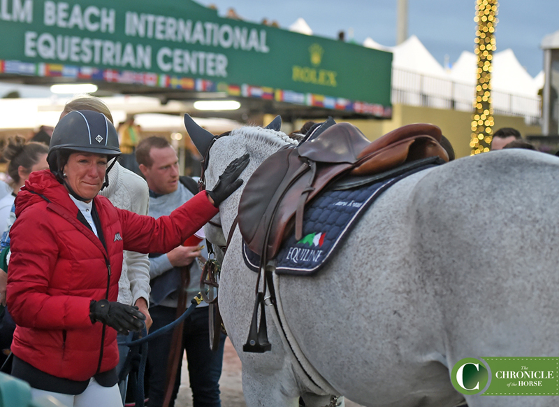 Laura Kraut shed a few tears before mounting Cedric for his retirement ceremony. Photo by Ann Glavan