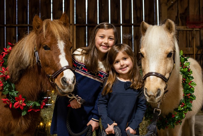 Charlotte and Julia Murray with their Shetland Ponies; Sissy and Duchess. Photographer: Emma Guillot